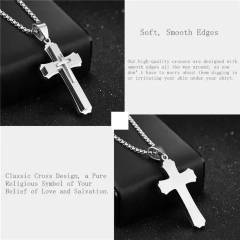 New Silver Cross 𝅺Necklace for Men - Picture 5 of 6